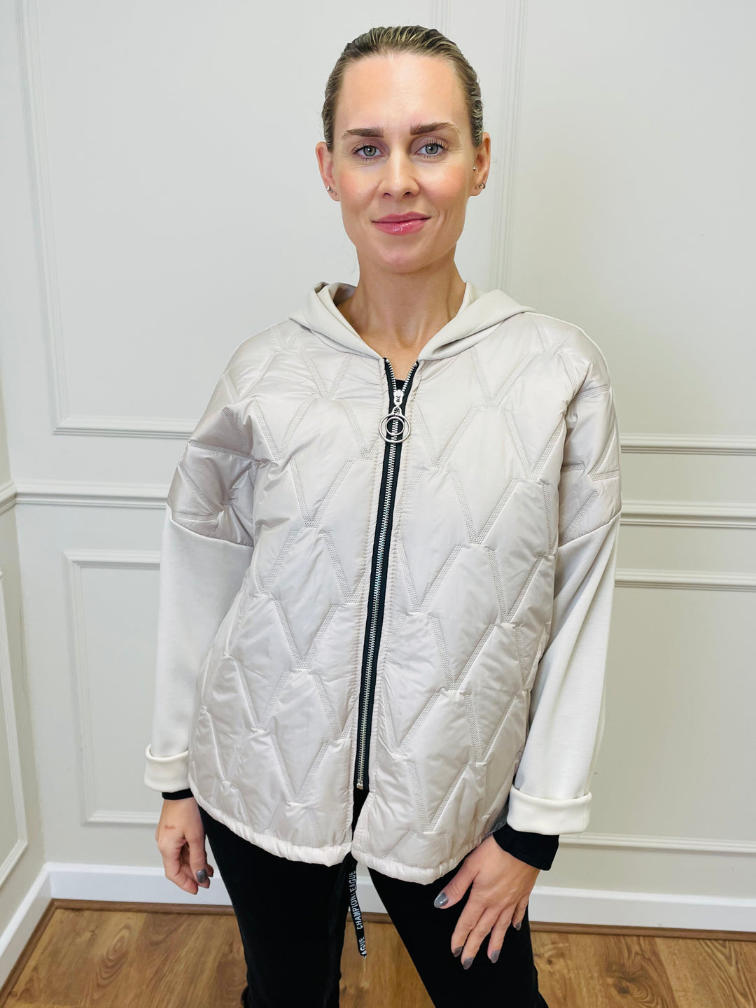 "BONNIE" Quilted Jacket-Stone