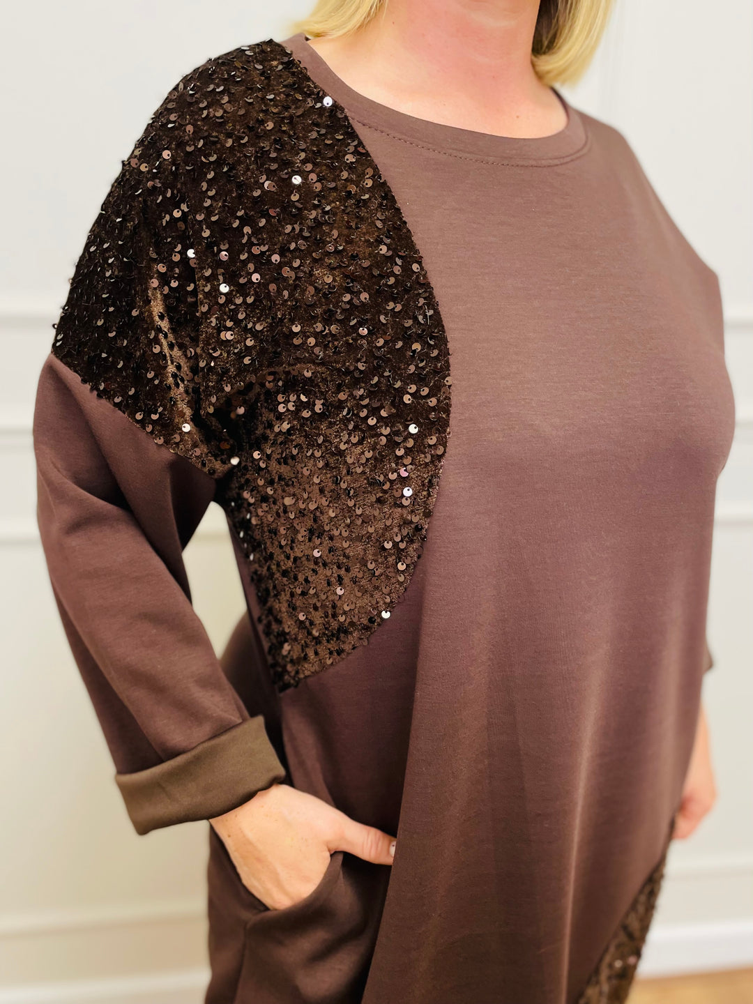 "LUISA" Sparkle Tunic-Brown