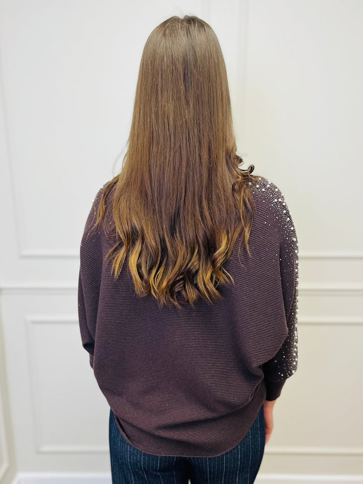 "MAYA" Pearl Jumper-Brown