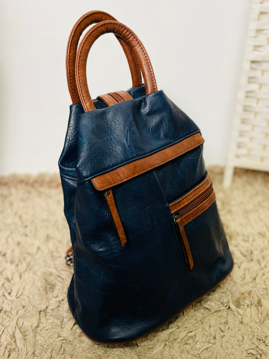 "BERNY" Rucksack-Navy & Tan