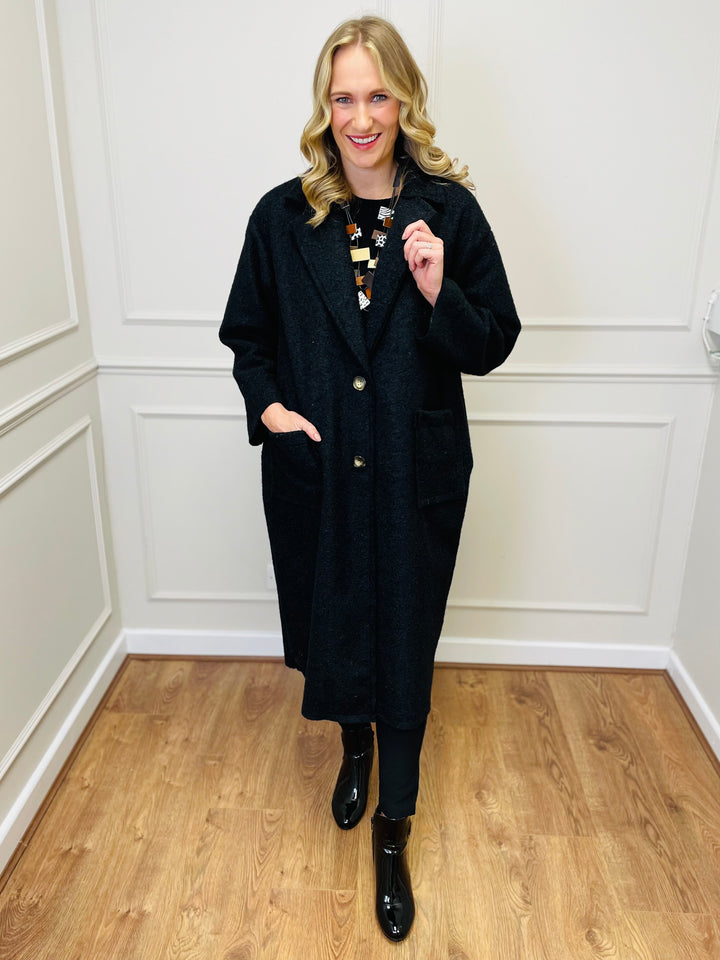 "JOSEPHINE" Longline Coat-Black