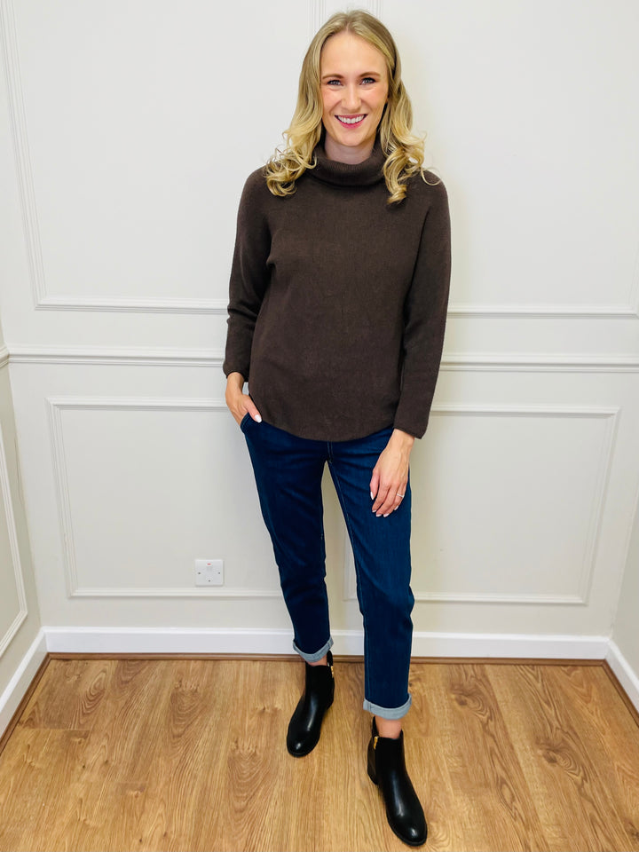 "MANDY" Roll Neck Jumper-Brown