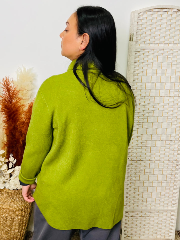 "MAXINE" Overlap Jumper-Lime Green