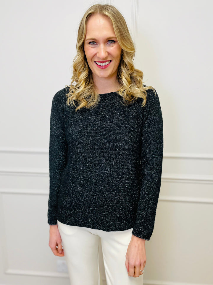 "MAGNOLIA" Sparkle Fine Knit Jumper-Black
