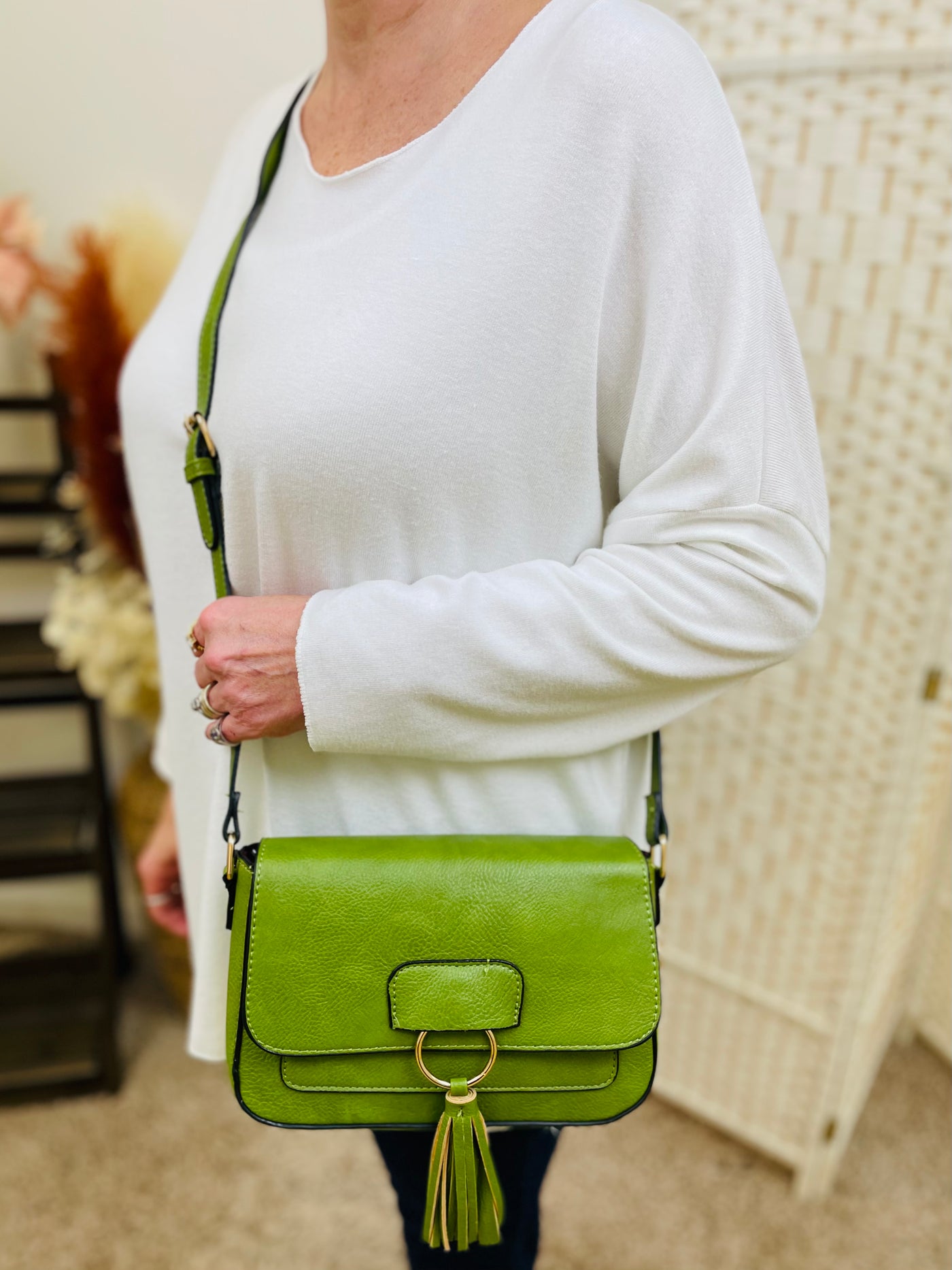 Crossbody Handbag-Lime Green