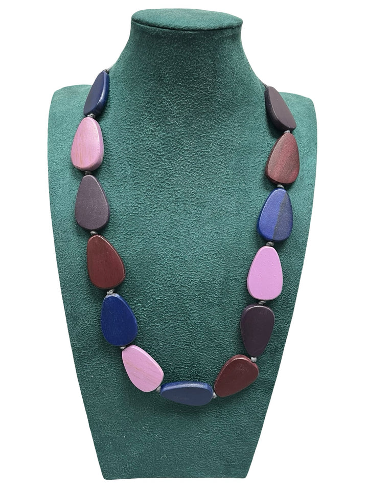 Long Statement Necklace-Pink & Purple