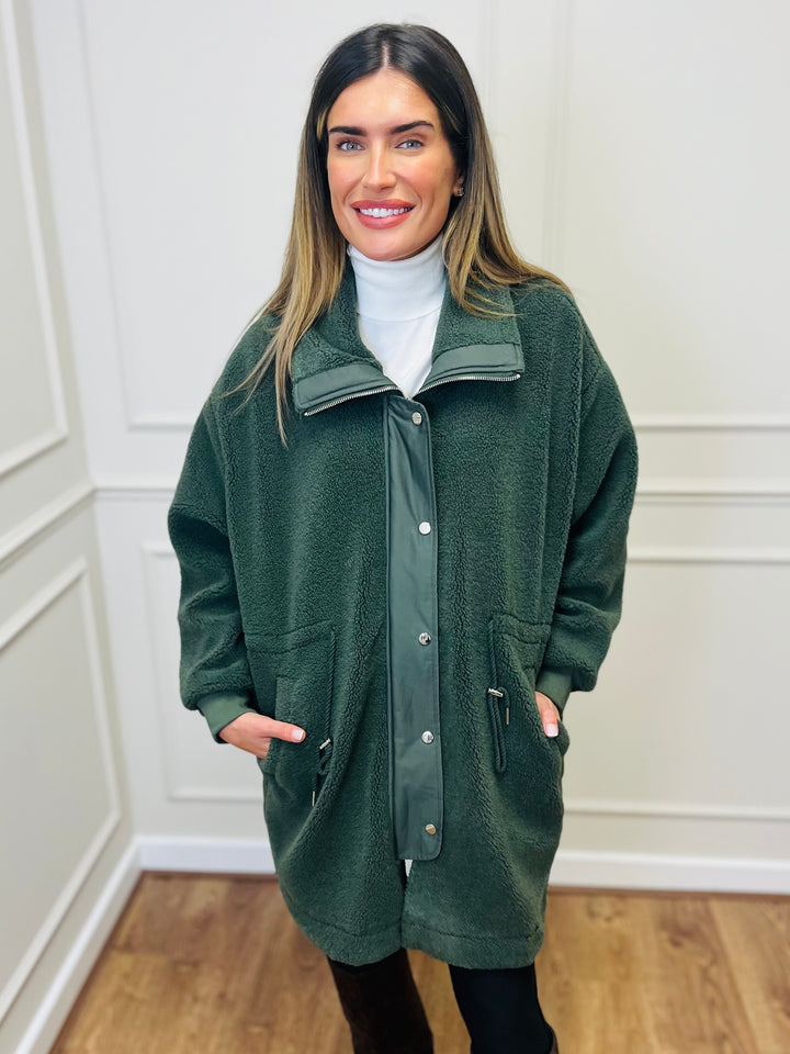 "TEDDY” Fleece Parka Jacket-Green