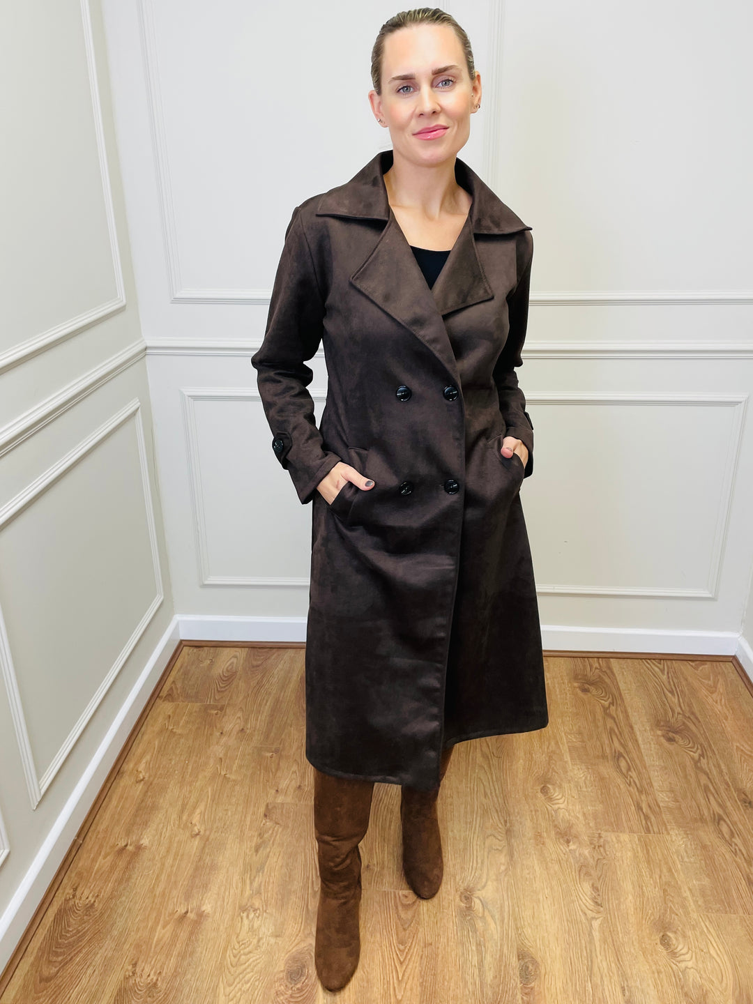 "CROSBY" Longline Jacket-Brown