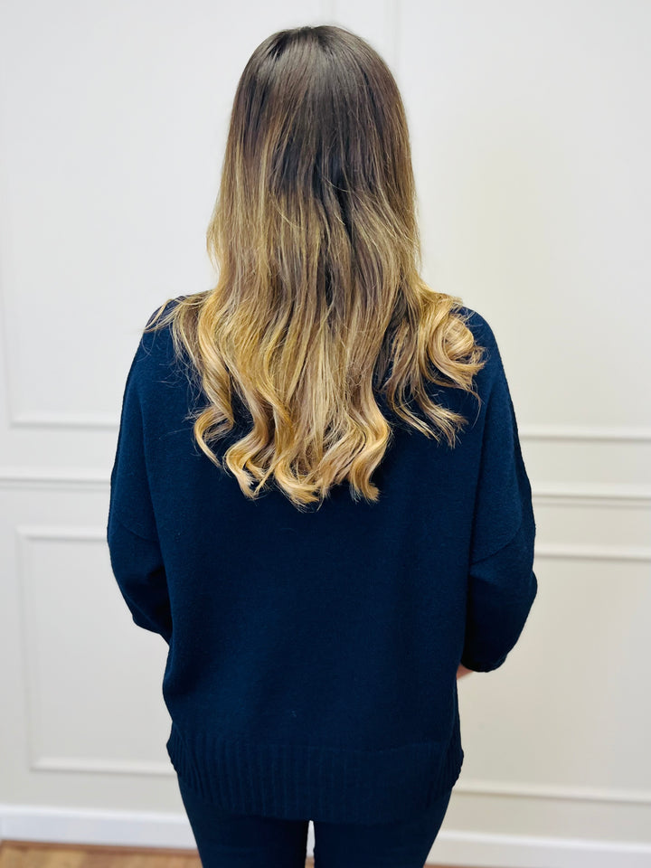 "KIKO" LUXURY Fine Knit Jumper-Navy