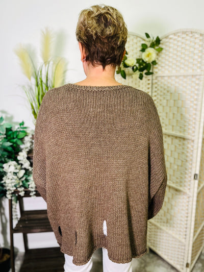 "HOLLY" OversizedKnitted Jumper-Brown