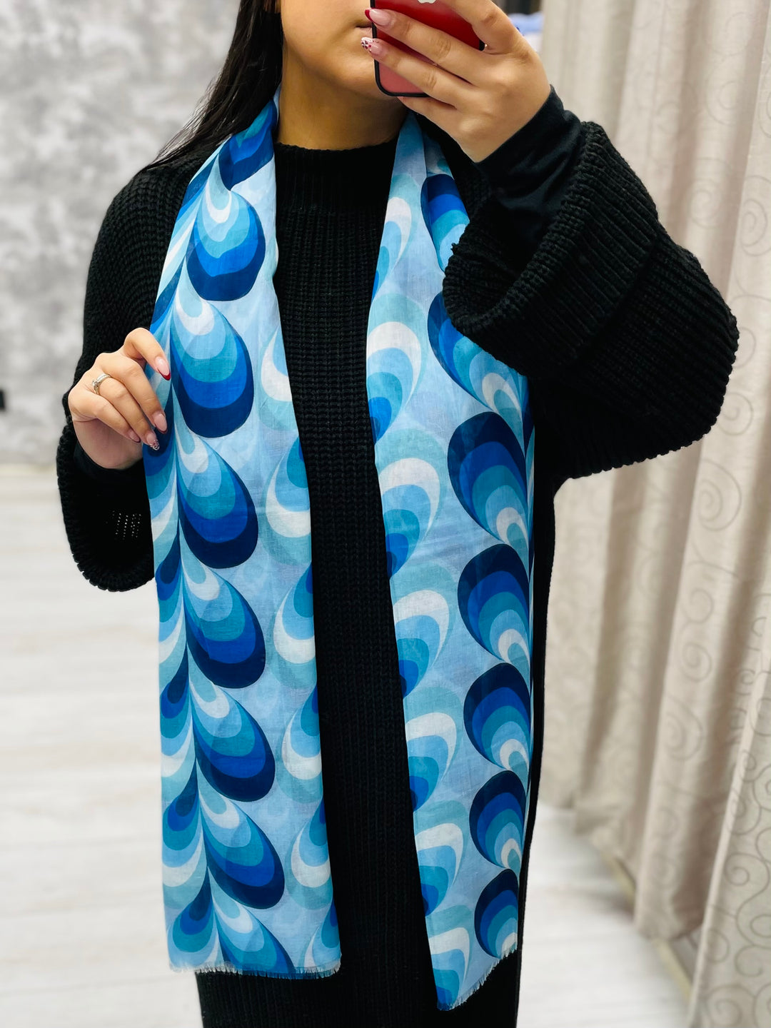 No.79 Heart Print Scarf-Blue