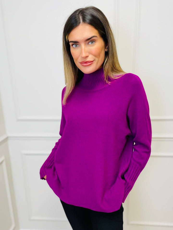"AMANDA" Roll Neck Jumper-Purple