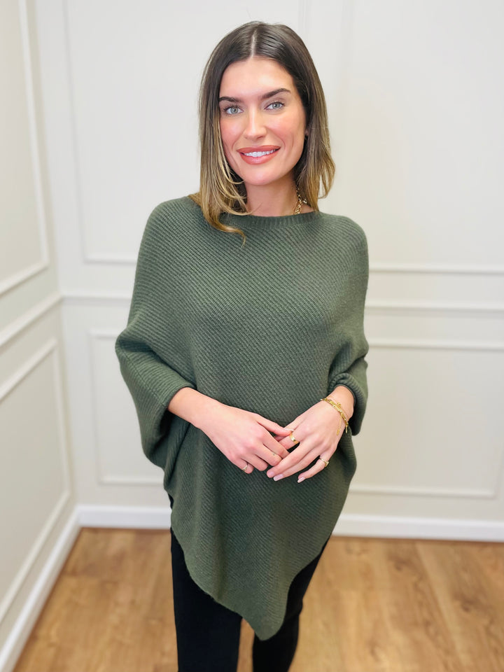 "ELLA" LUXURY Poncho-Green