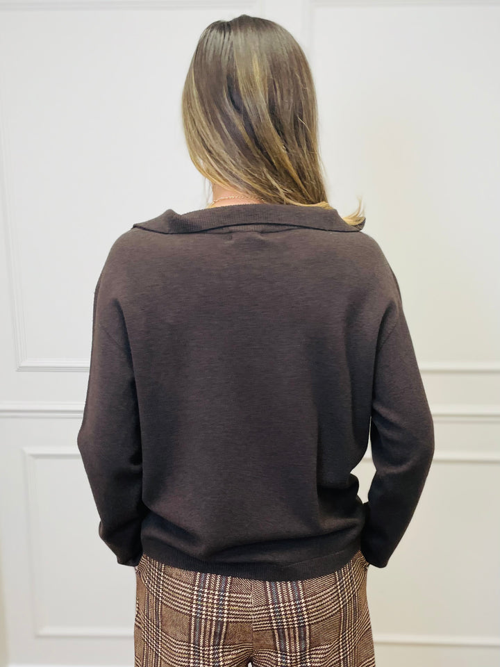 "NIKO" LUXURY Fine Knit Jumper-Brown