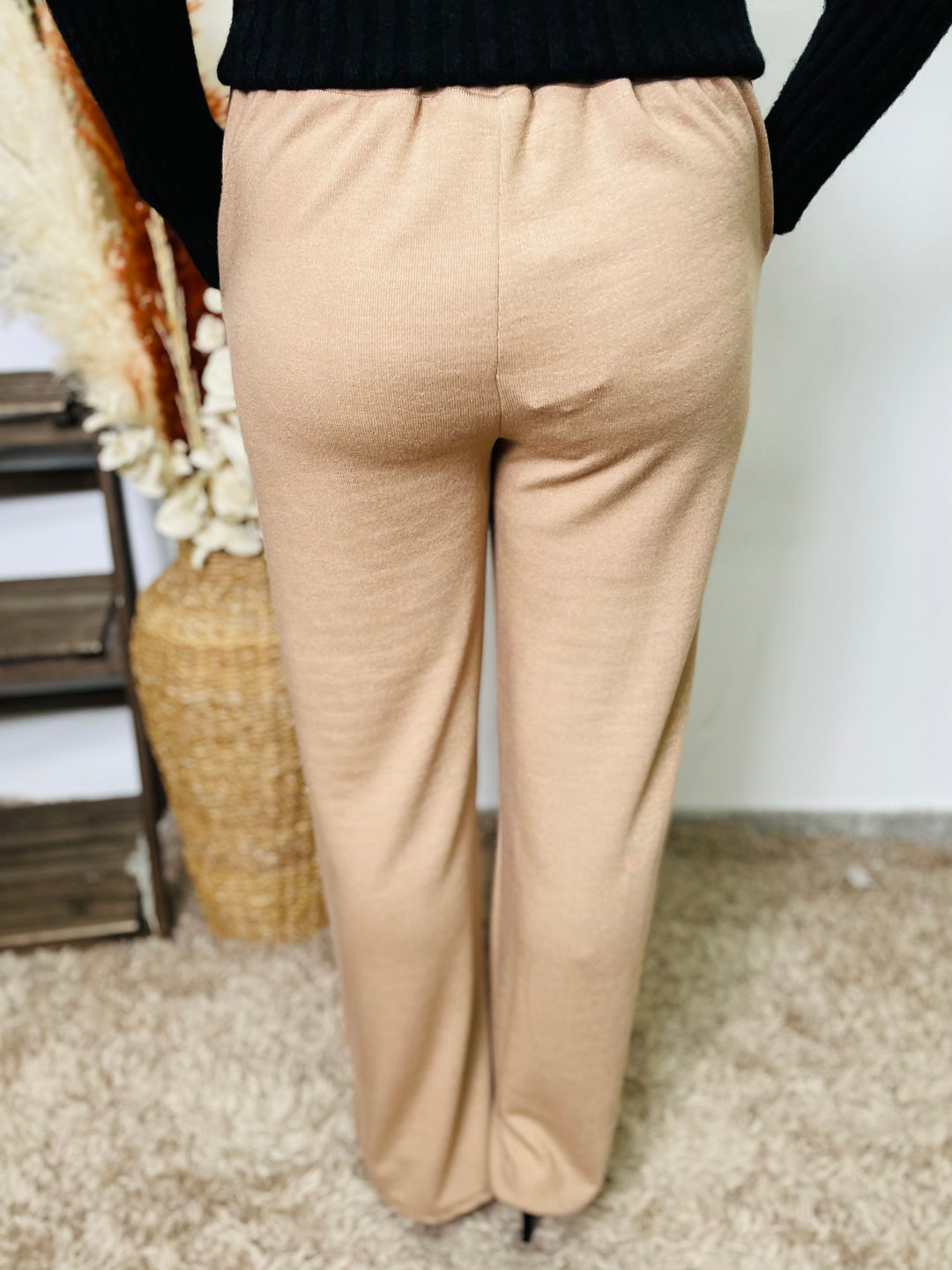 "BONNIE" Knitted Trousers-Camel