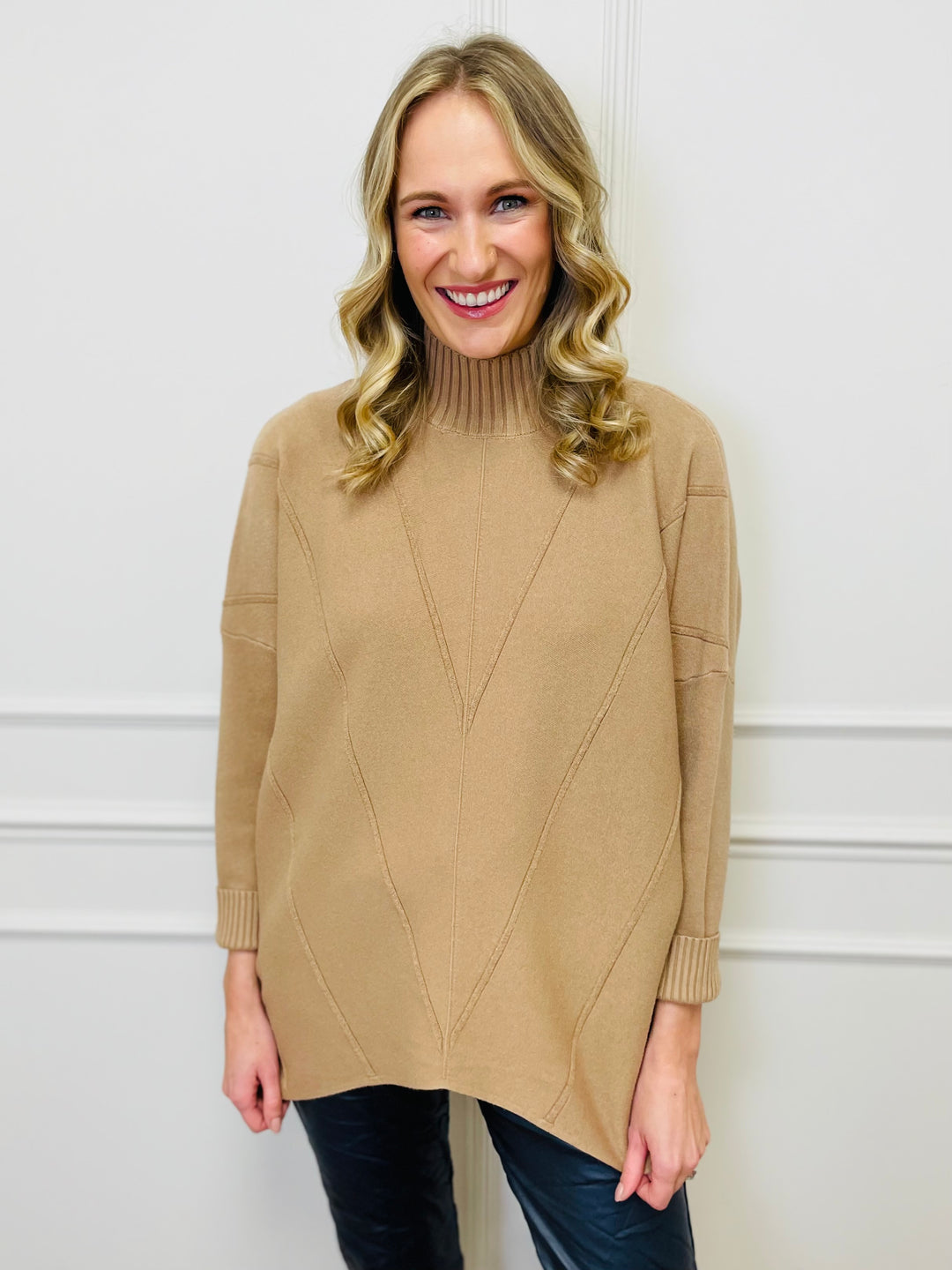 "BLAKE" Polo Neck Jumper-Tan
