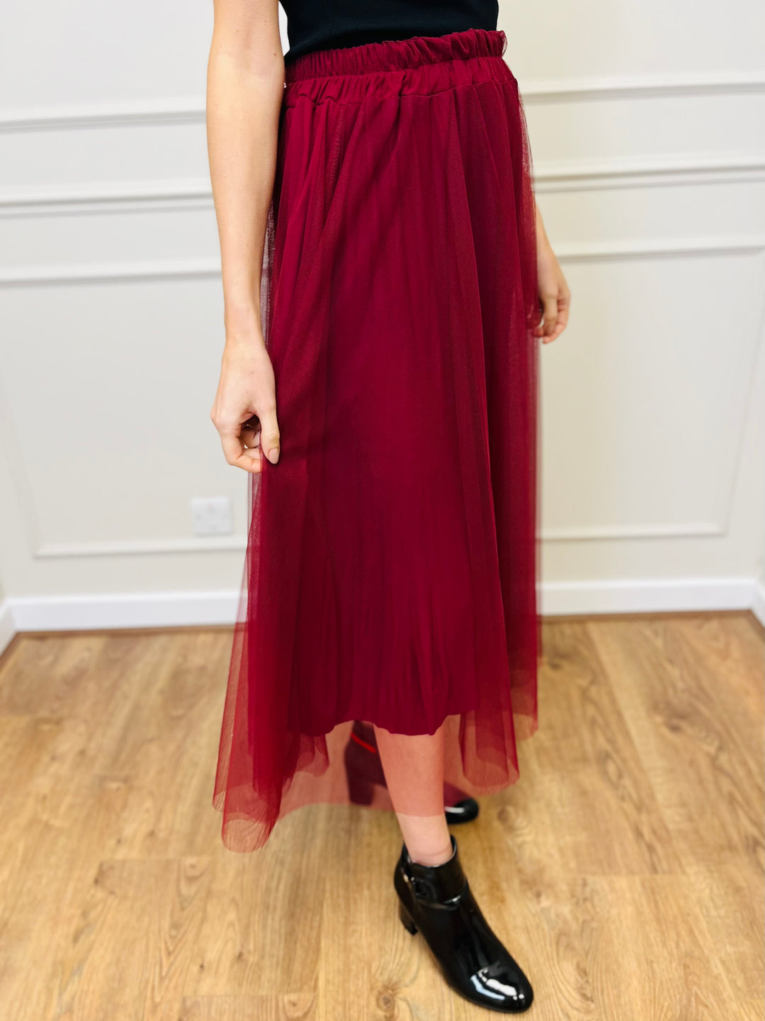 "IZZY" Tulle Skirt-Burgundy