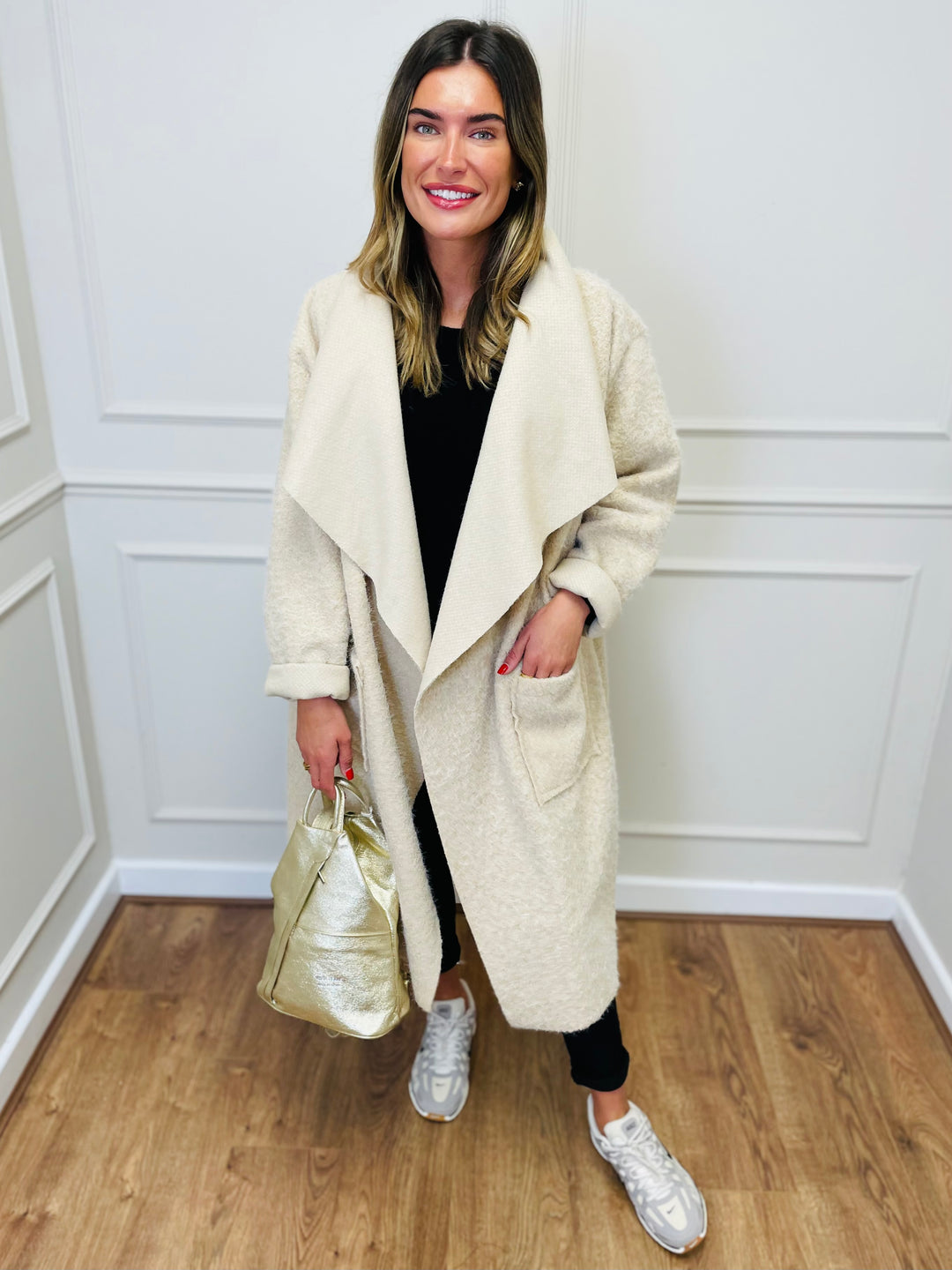 "BAILEY" Waterfall Coat-Cream