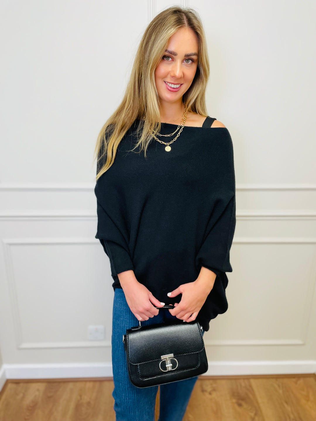 "BELLA" Asymmetric Jumper-Black