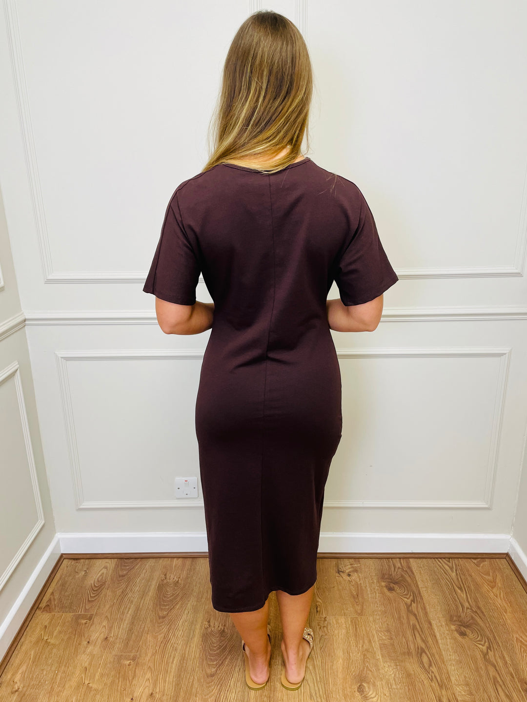 "MADELEINE" Midi Dress-Chocolate Brown