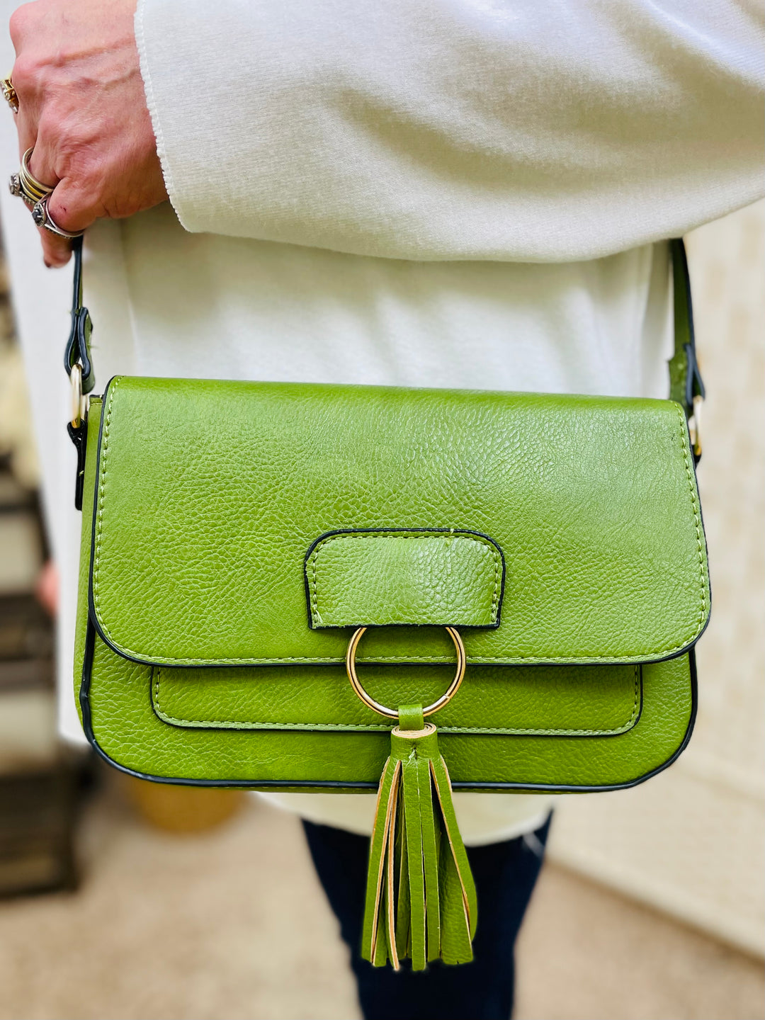 Crossbody Handbag-Lime Green