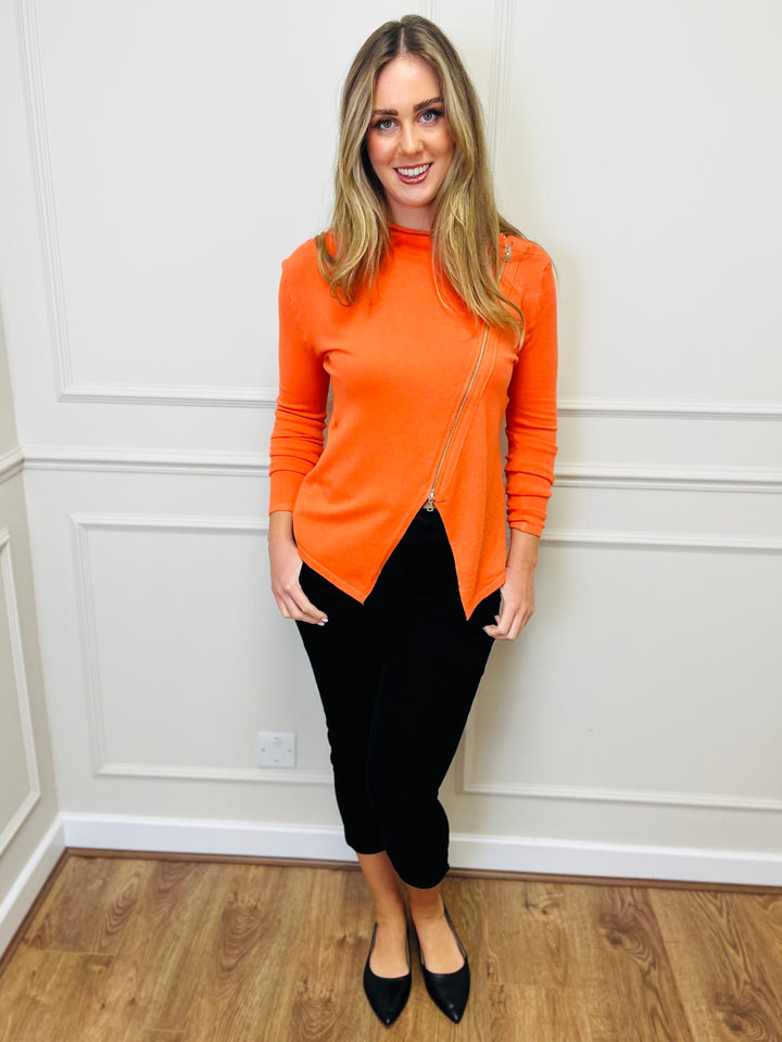 "HAYLEY" Short Biker Jacket-Orange