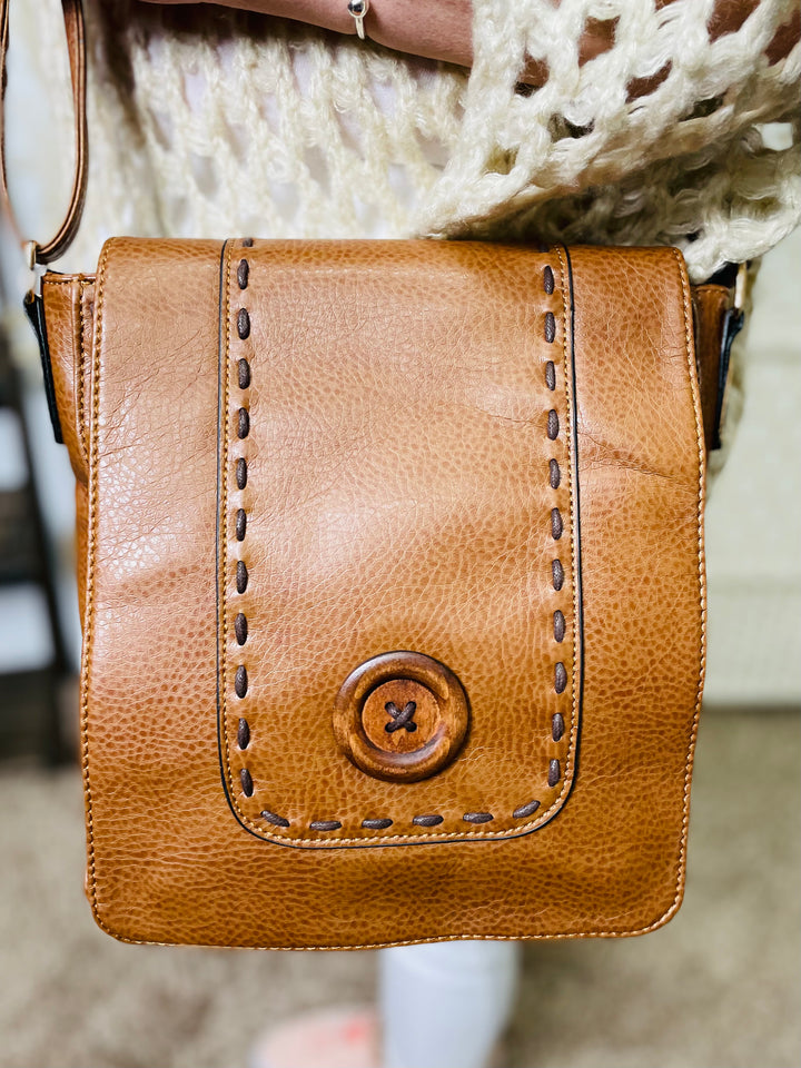 Button Crossbody Handbag-Orange