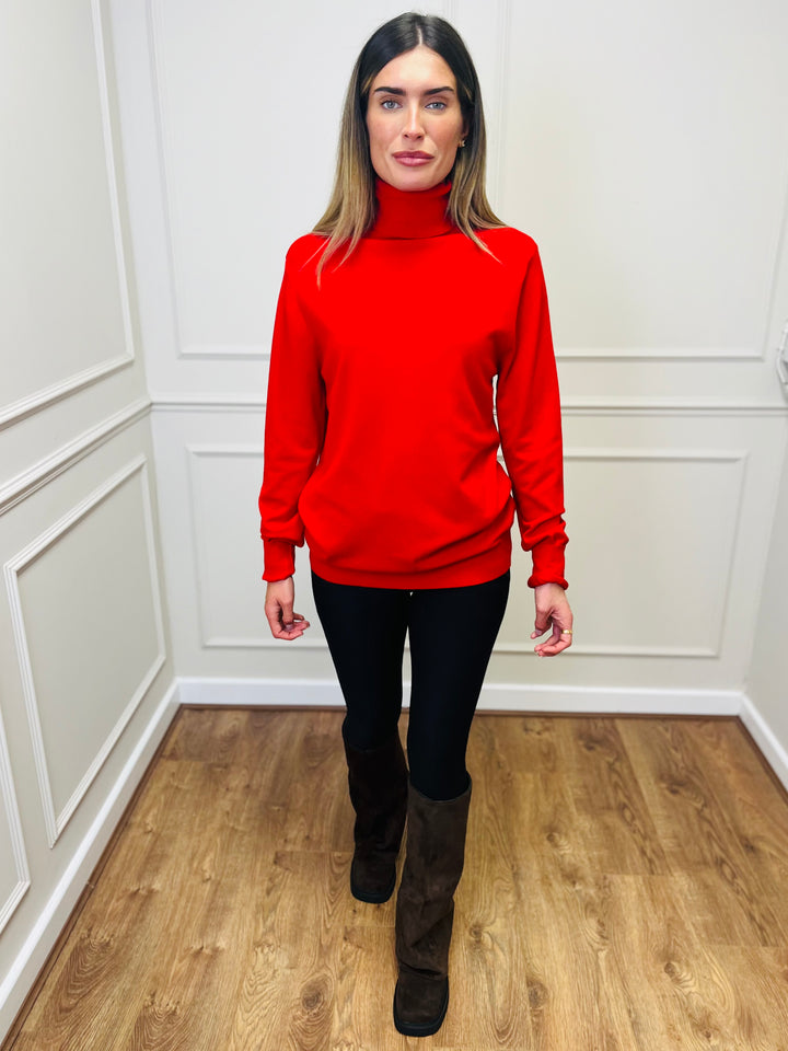 "ROBIN" Polo Neck-Red