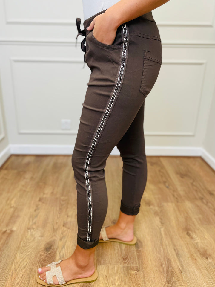 "CARMELA" Embellished MAGIC Trouser-Brown