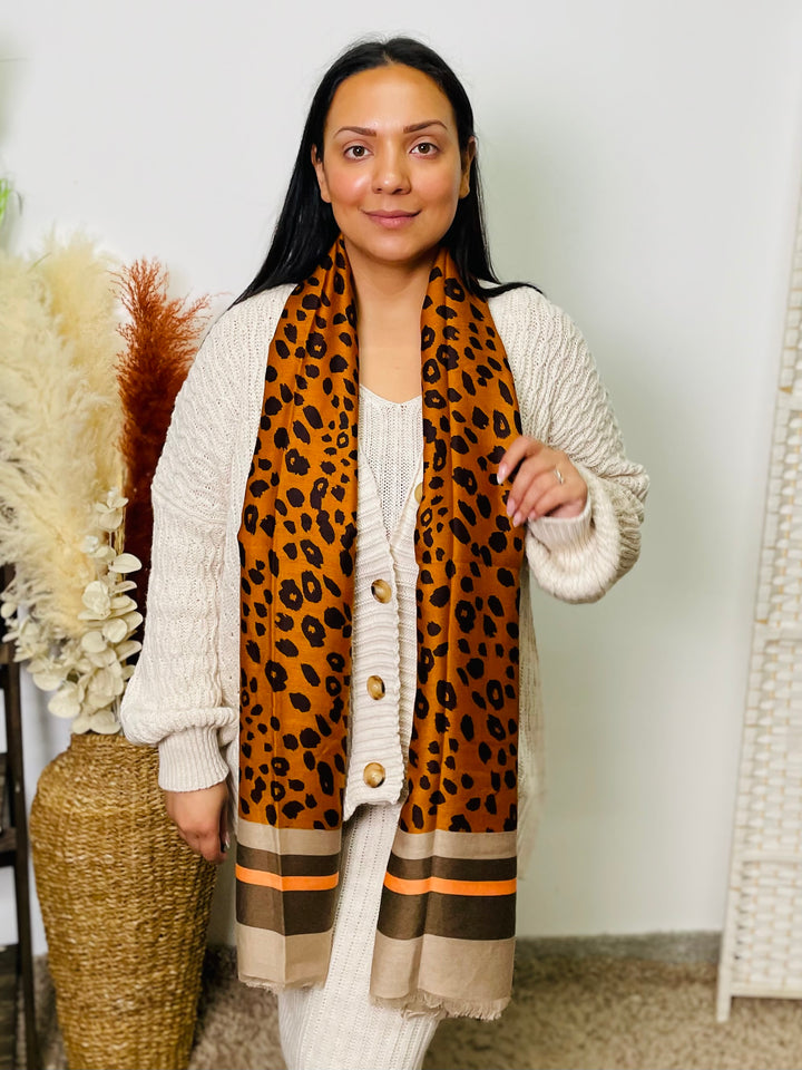 No.50 Animal Print Scarf-Tan