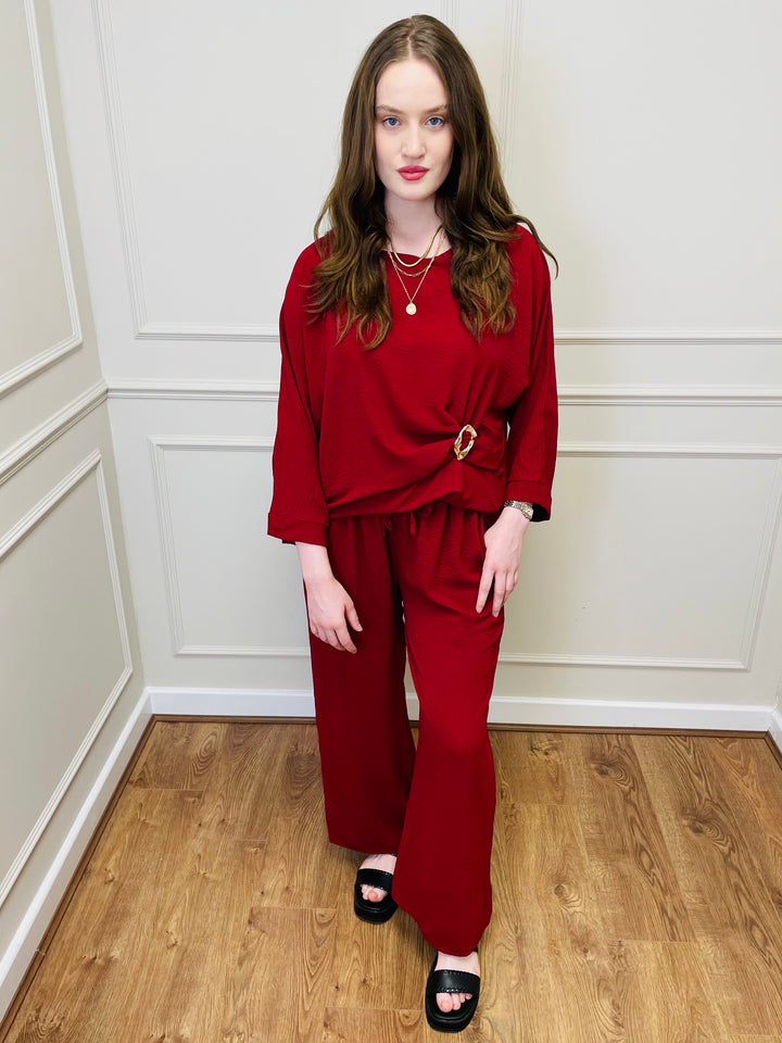 "RACHEL" Co-Ord Set-Burgundy