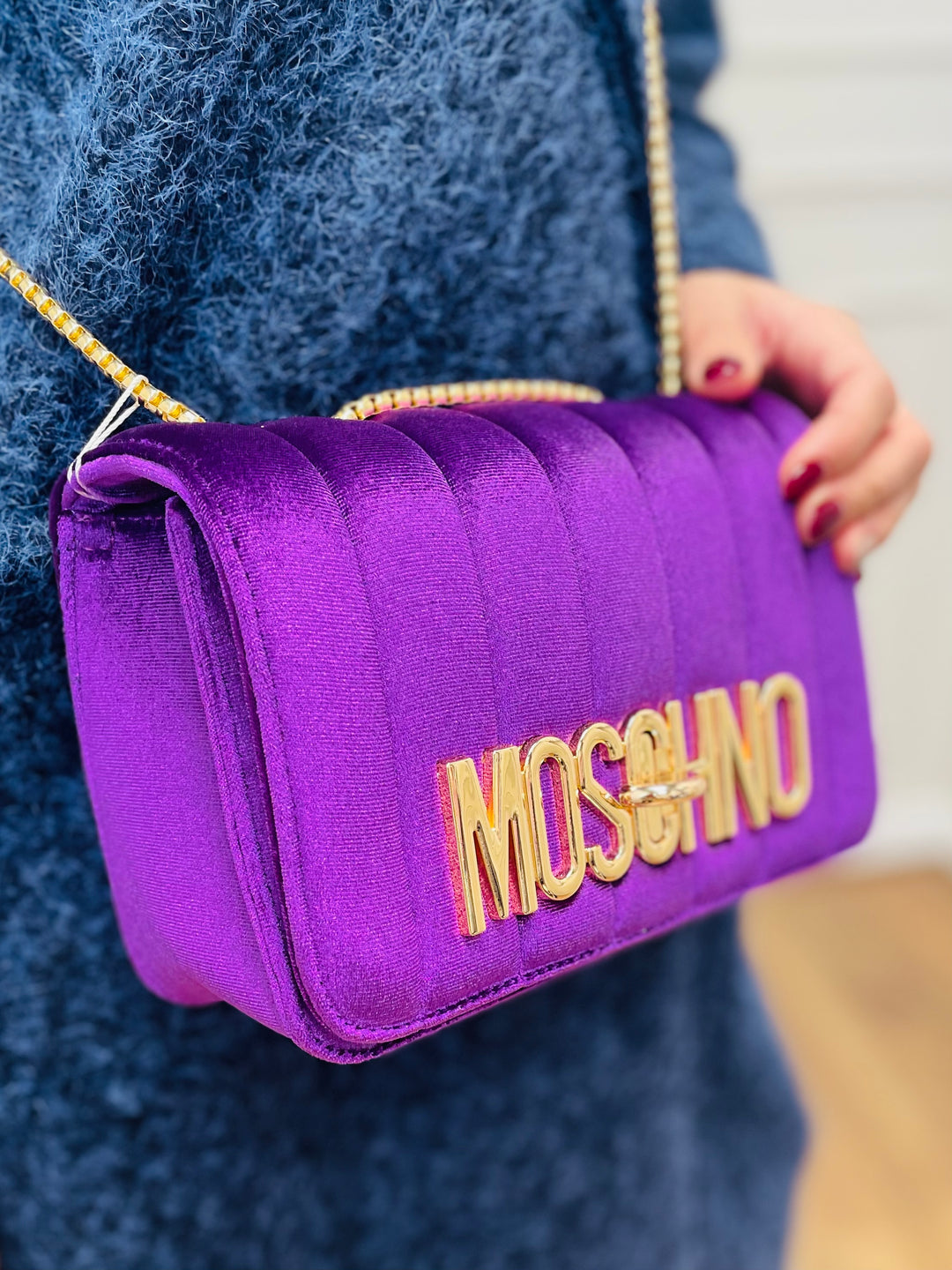 No.80 Quilted Velvet Bag-Purple