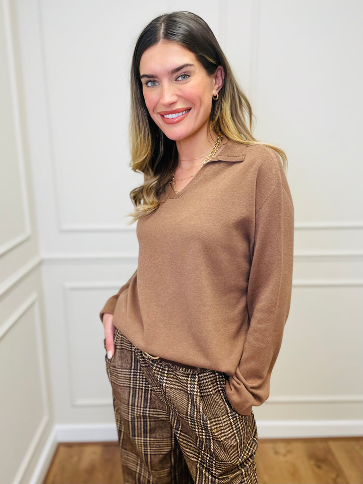 "NIKO" LUXURY Fine Knit Jumper-Camel