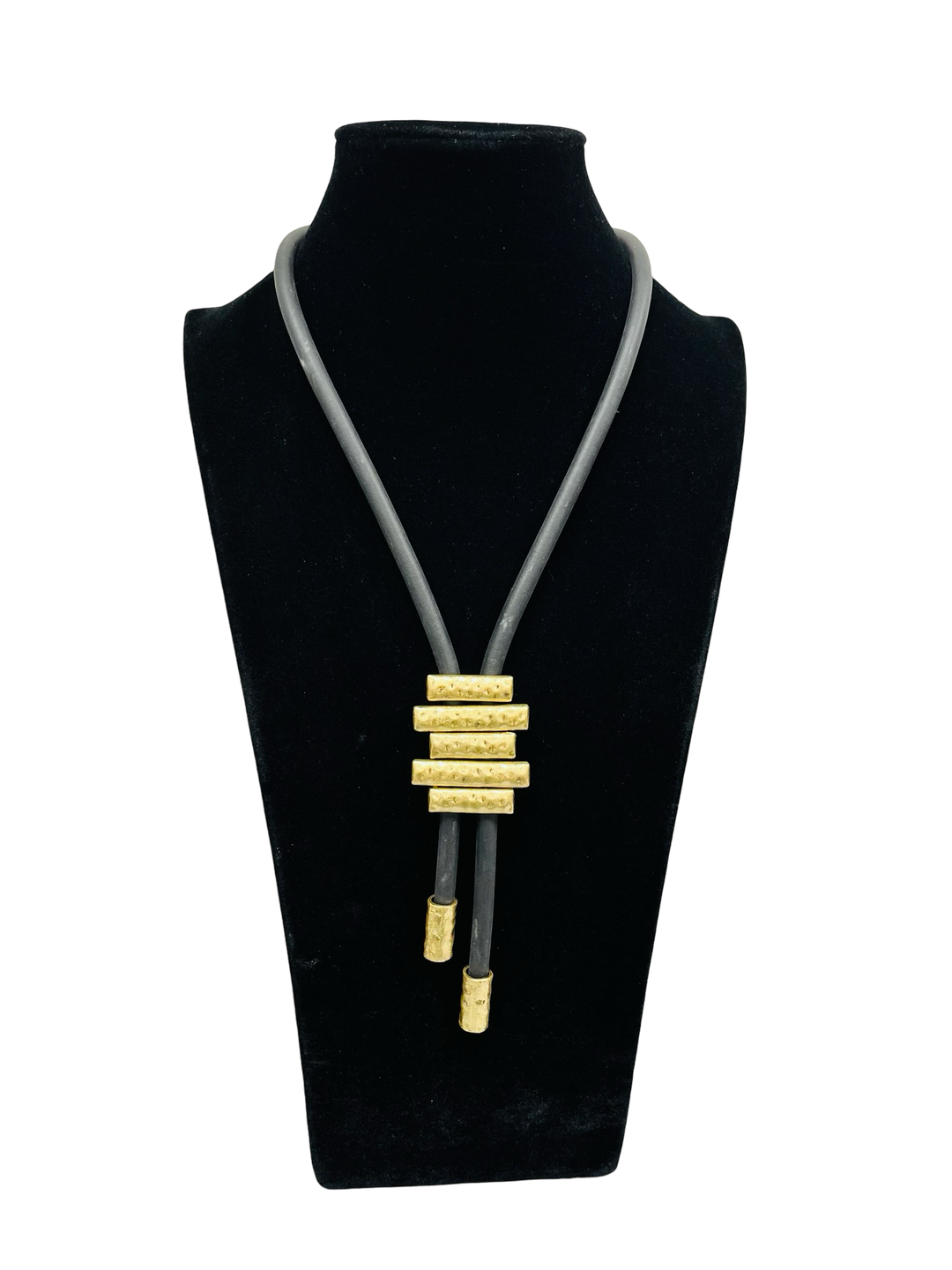 Rubber & Gold Long Statement Necklace