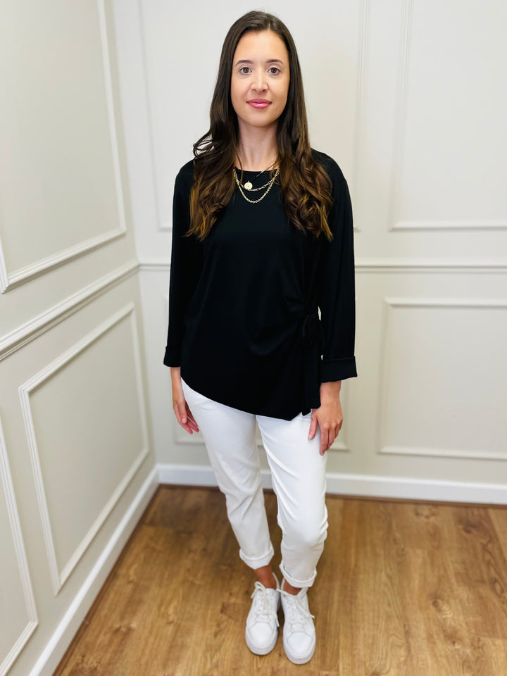 "AMARA" Side Tie Top-Black