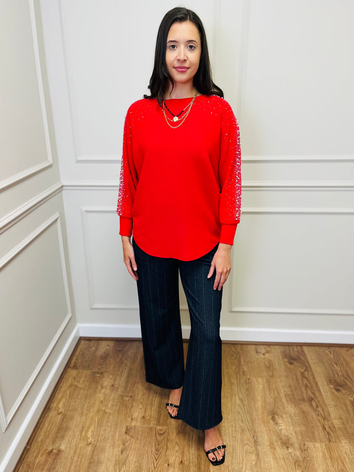 "MAYA" Pearl Jumper-Red