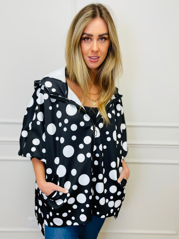 "CECE" PREMIUM COLLECTION Rain Coat-Black & White