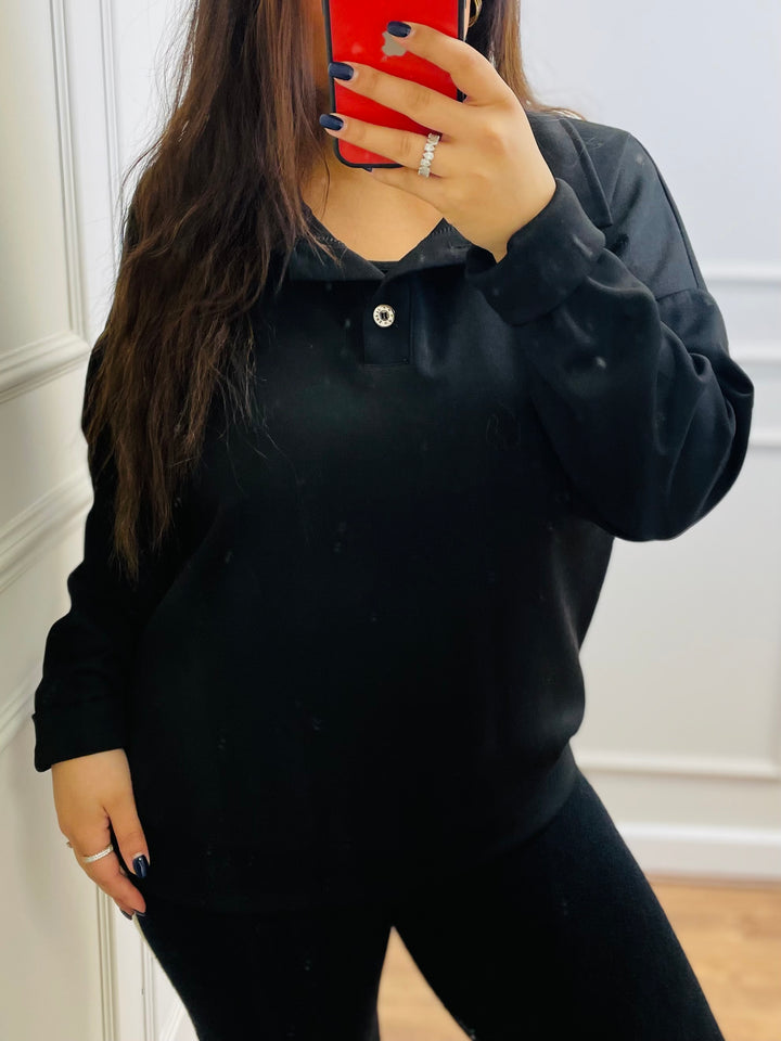 "ELODIE" Scuba Top-Black