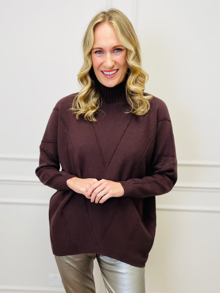 "BLAKE" Polo Neck Jumper-Brown