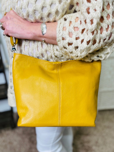 "RILEY" Leather Handbag-Mustard