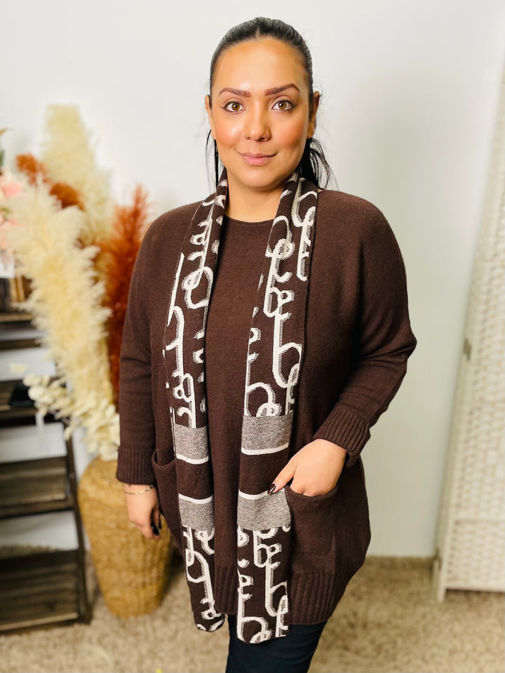 "FREYA" Jumper With Complimentary Scarf-Brown