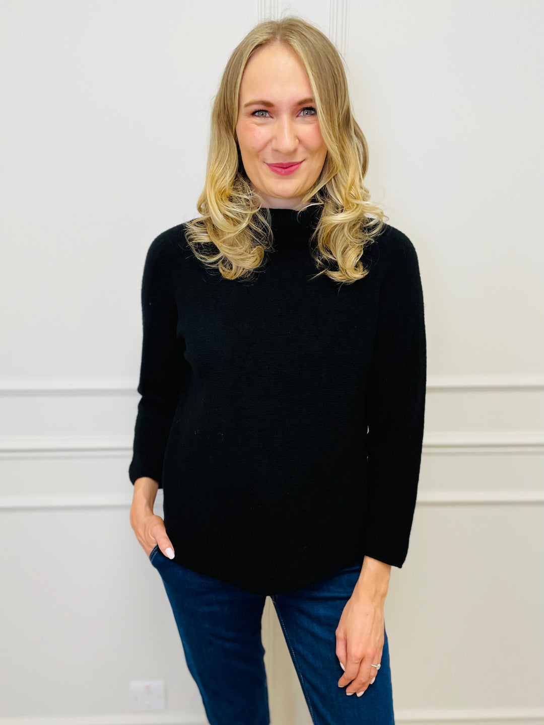 "MANDY" Roll Neck Jumper-Black