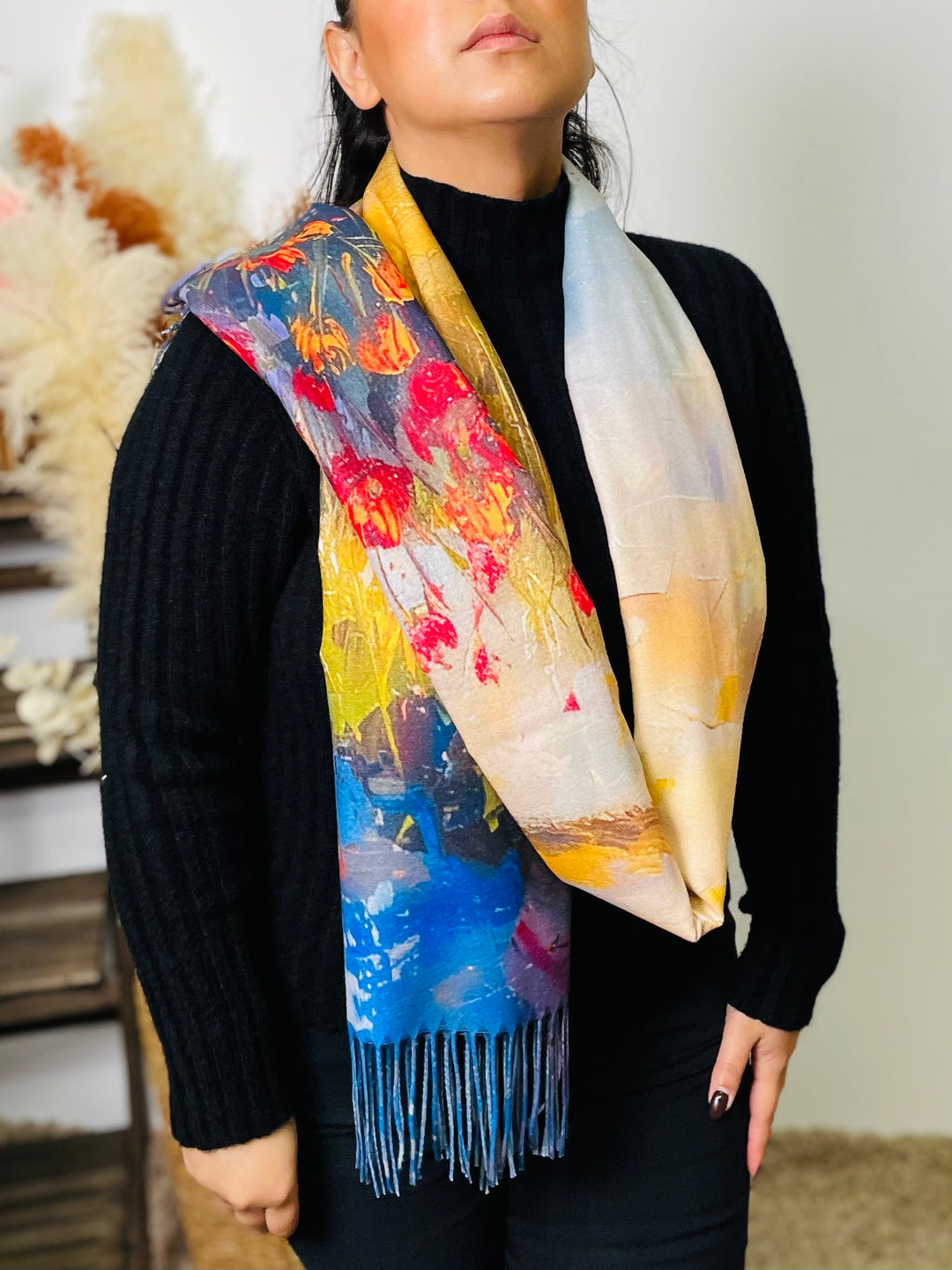 No.63 Artistic Print Scarf-Multicolour