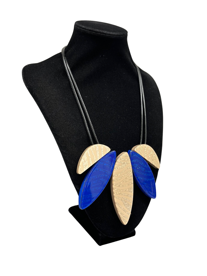 Mocha & Blue Short Statement Necklace