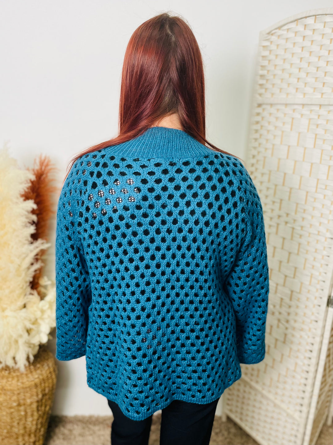 “DANIELA" Fine Knit Jumper-Teal