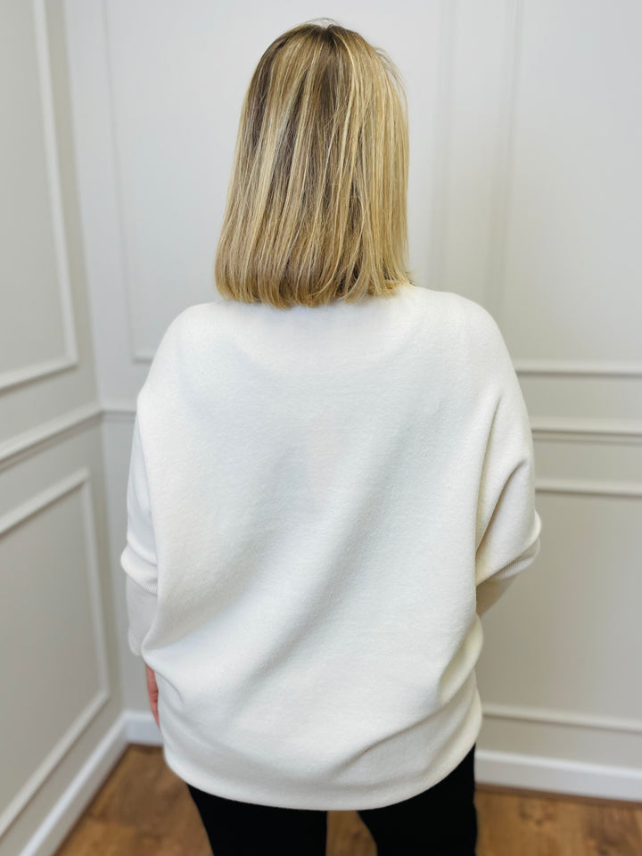 "ARIEL" Two Tone Cardigan-Cream & Black