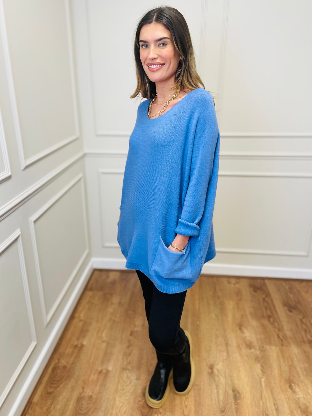 "STELLA" LUXURY Fine Knit Jumper-Blue