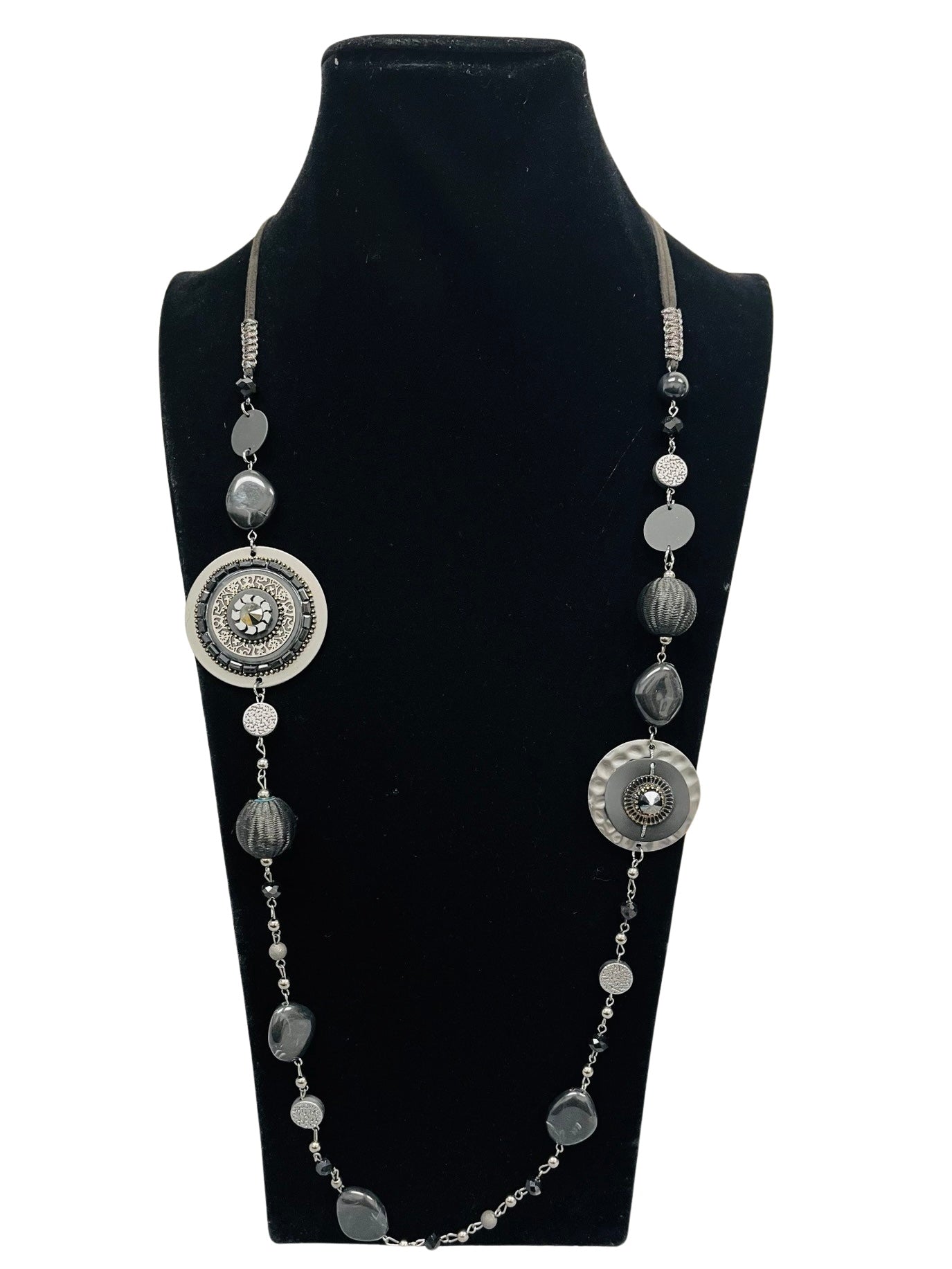 Grey Long Statement Necklace