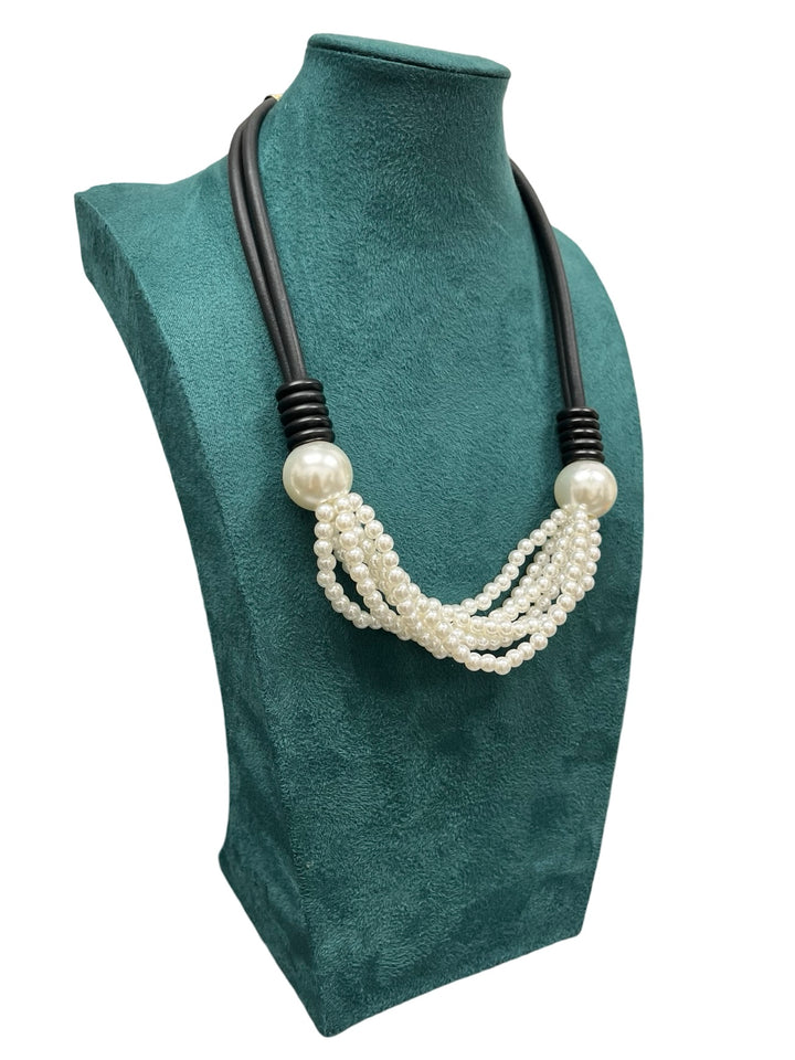 Pearl & Rubber Short Statement Necklace