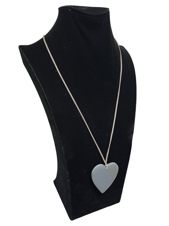 Long Heart Necklace-Silver